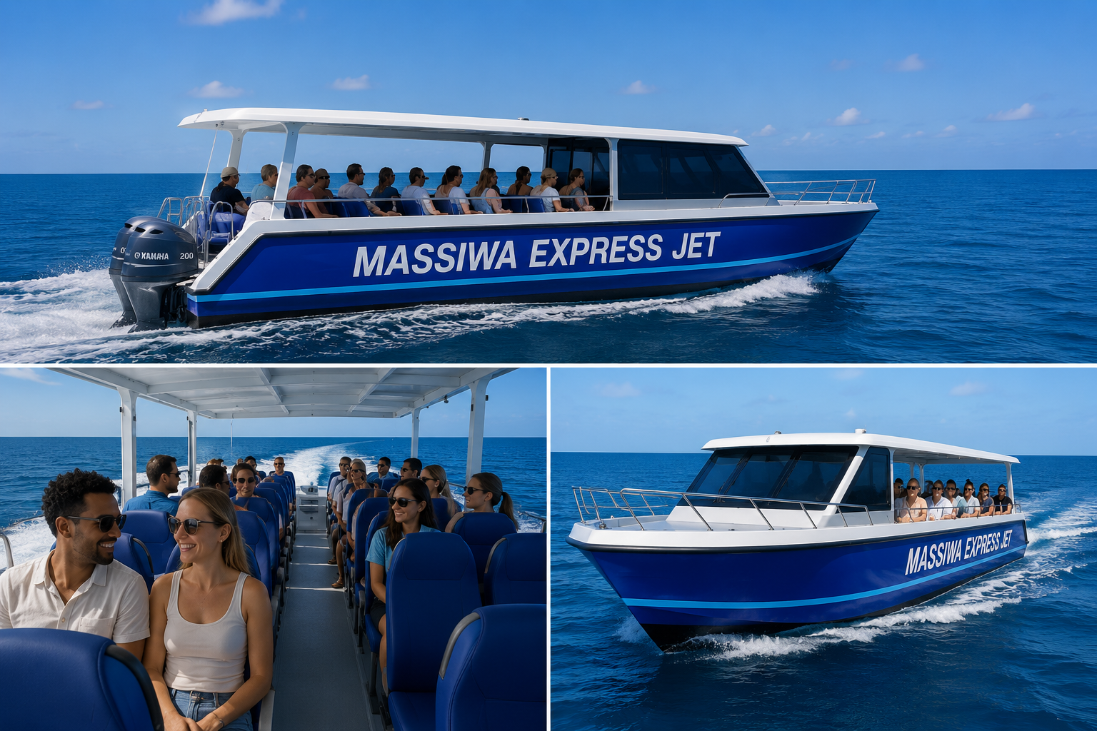 Massiwa Express Jet en mer avec passagers à bord